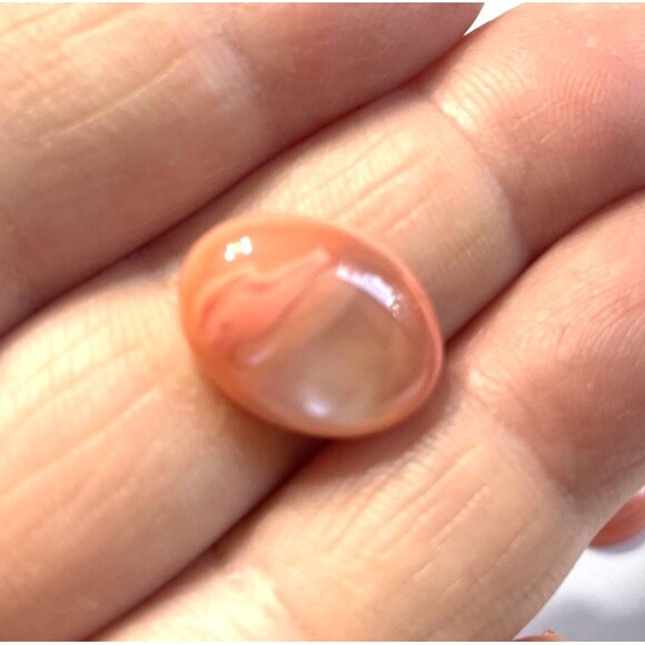 Vintage Cabochon Lot Peach Opalescent 10pc 13X18MM Jewelry Supply Plastic Stone - Picture 3 of 6